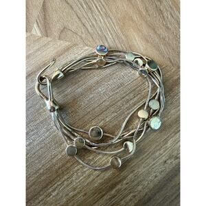 Joia Metal Disc Charm Multi-Line Chain Bracelet